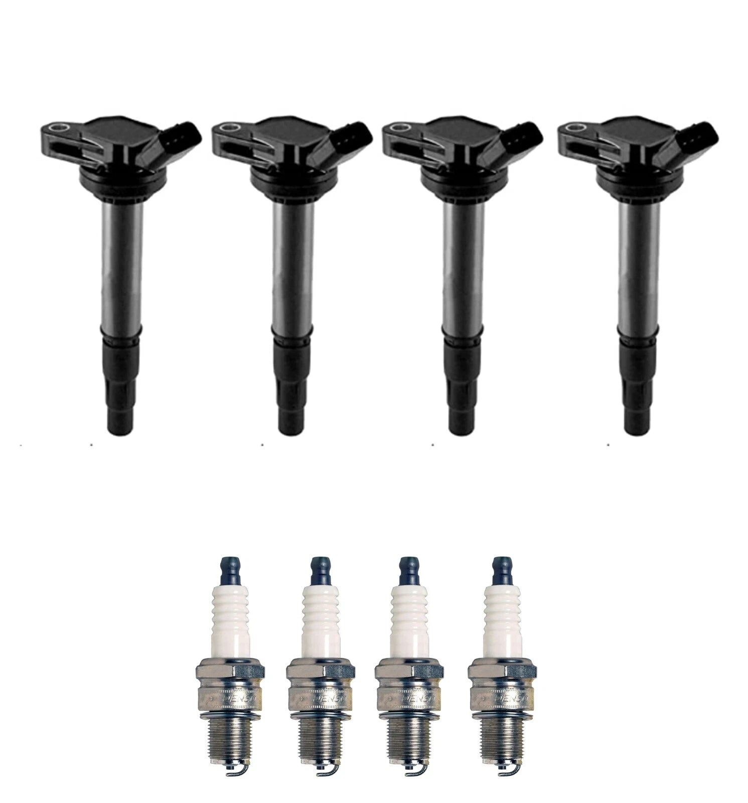 Set of 4 Ignition Coils & 4 Iridium Spark Plugs for Toyota L4 (0.044)