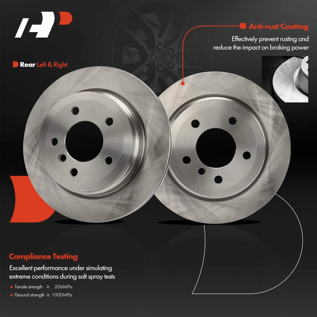 Rear Disc Brake Rotors & Ceramic Pads for BMW 328i (2007–2013)