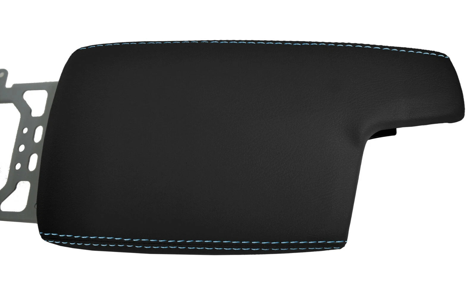 Leather Console Lid Armrest Cover for Subaru Crosstrek (2018–2020) Black Blue Stitch