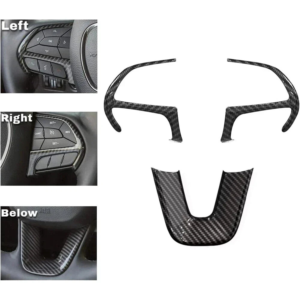 Carbon Fiber Style Steering Wheel Cover for Dodge Challenger Charger Jeep