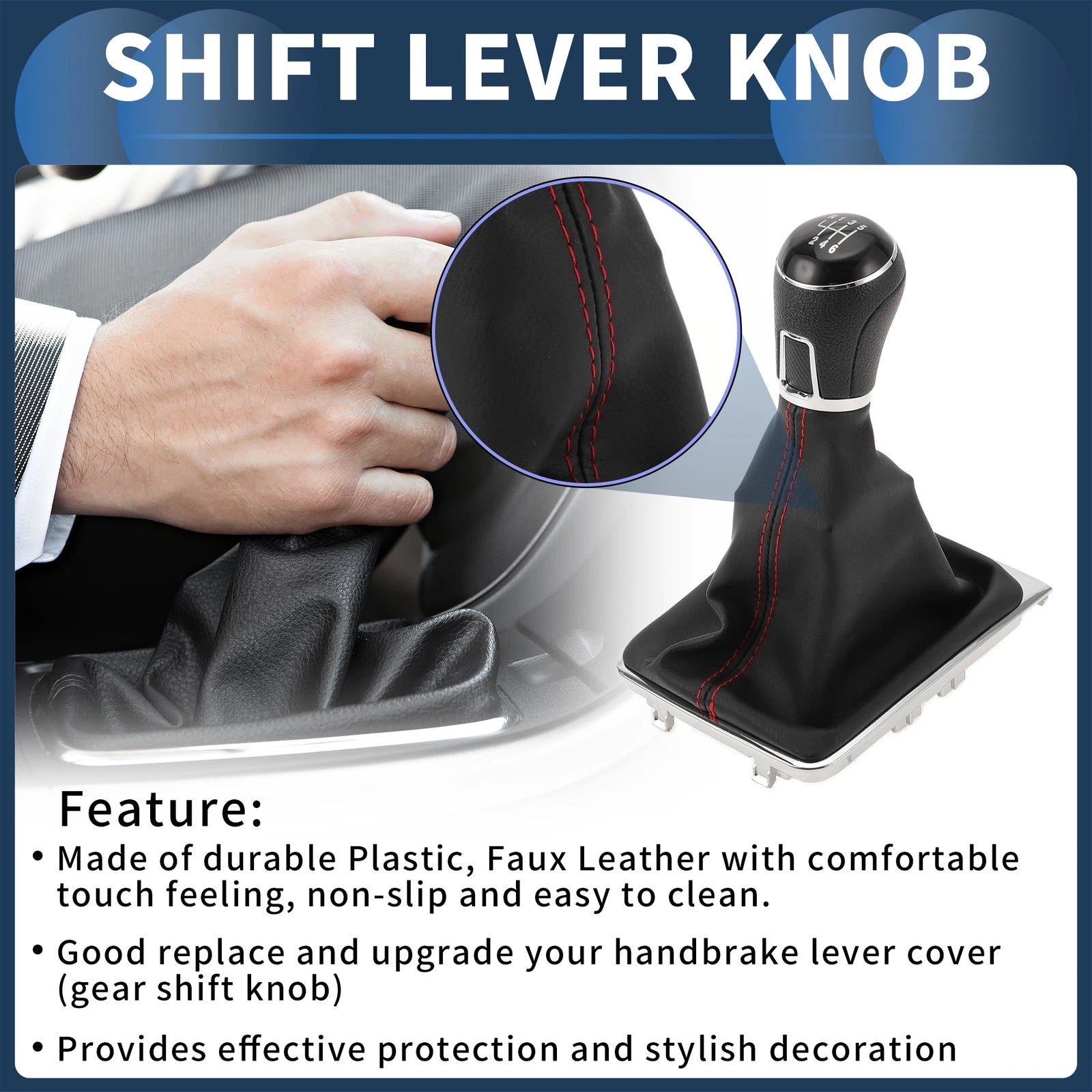 6 Speed Gear Shift Knob with Cover No.3AA711113A for VW Passat (2013–2021)