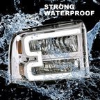 Clear Chrome LED DRL Headlights for Ford F250 F350 Super Duty (2005–2007)