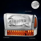Headlight with Turn Signal Lamp for Ford F-250/350 (1999–2004) Chrome Housing