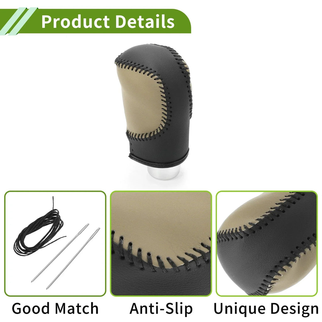 Car Gear Shift Knob Cover for Honda Civic 2022-2024 Black Beige Faux Leather