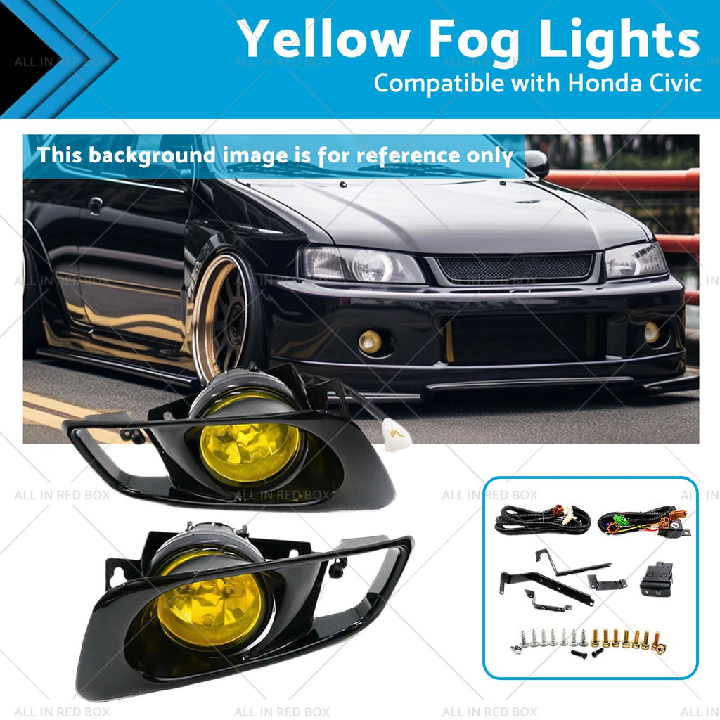Set of 2 Yellow Fog Lights for Honda Civic EK EM (1999–2000)