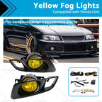 Set of 2 Yellow Fog Lights for Honda Civic EK EM (1999–2000)
