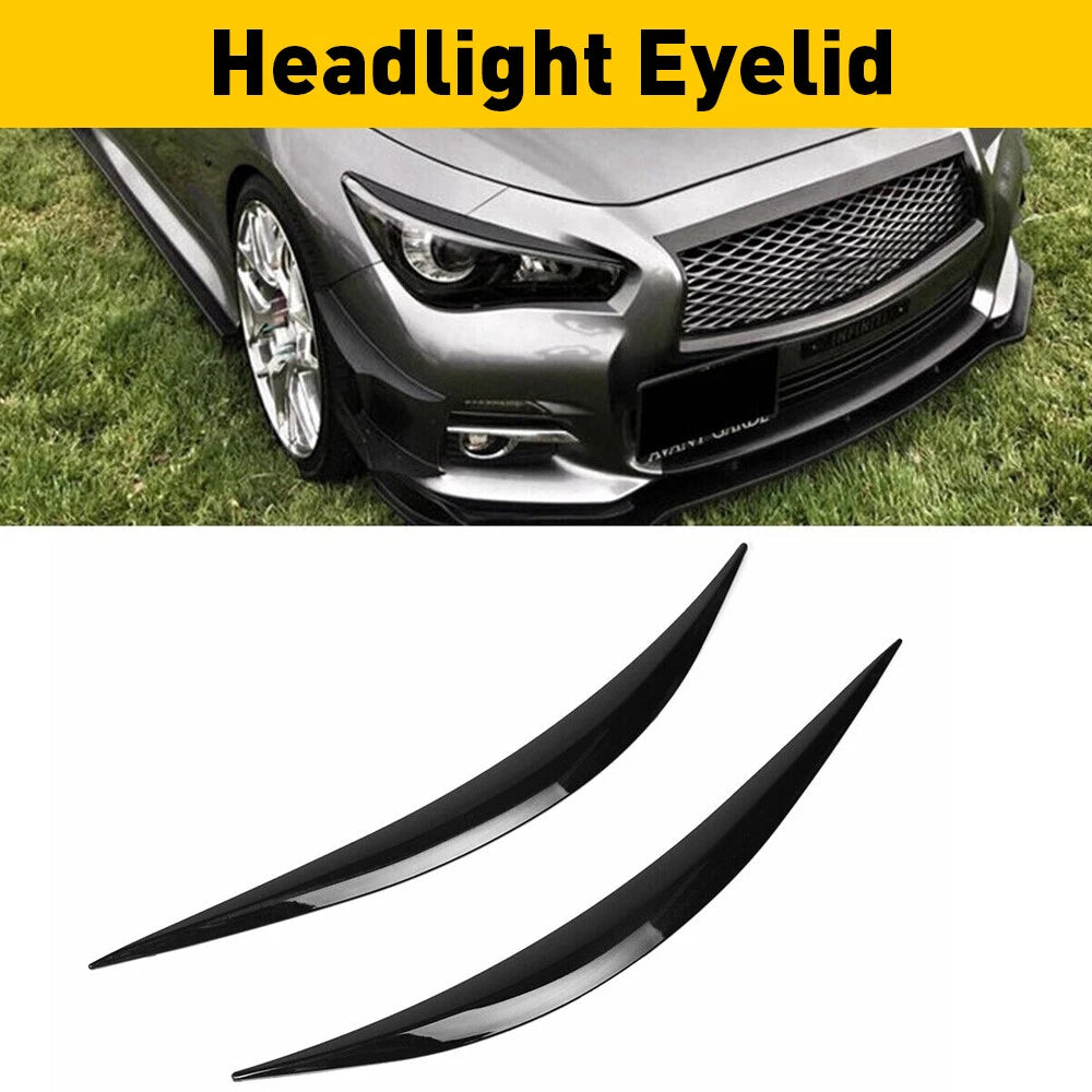 Black Headlight Eyelid Trim Cover for Infiniti Q50 (2014–2020)