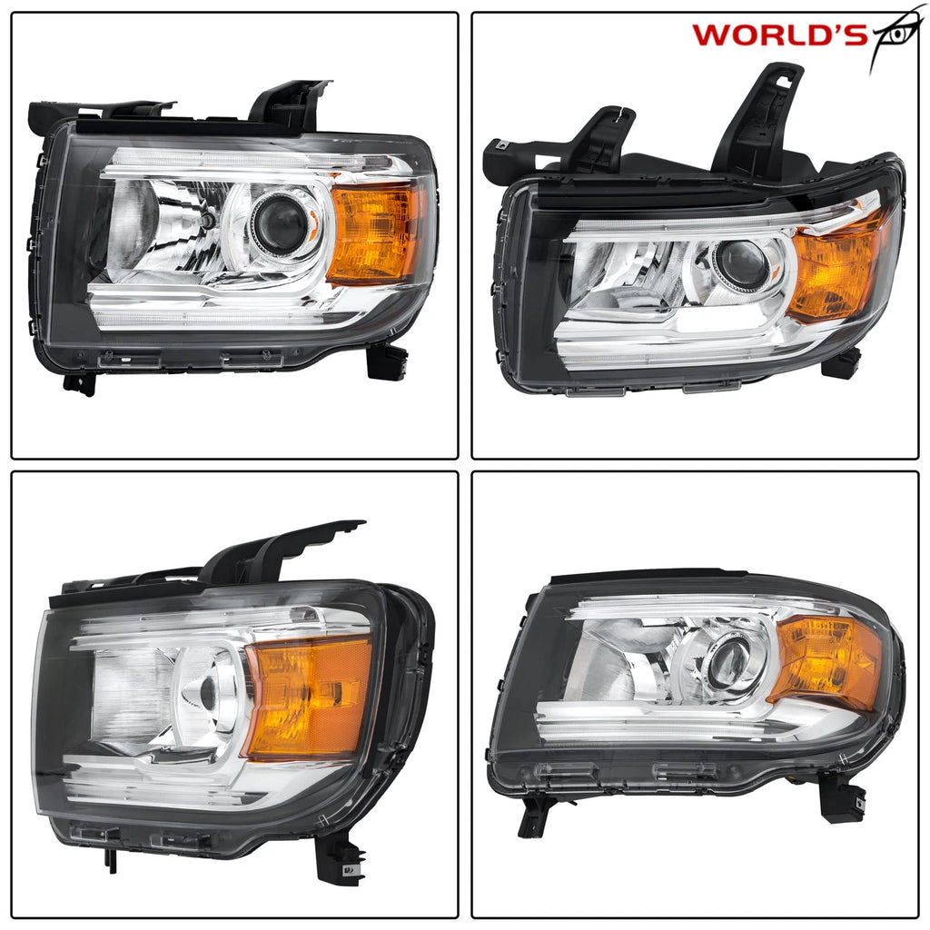 Set of 2 Halogen LED DRL Projector Headlights for GMC Canyon (2015–2022)