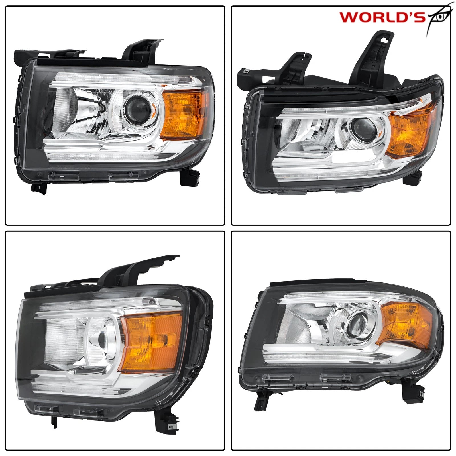 Set of 2 Halogen LED DRL Projector Headlights for GMC Canyon (2015–2022)
