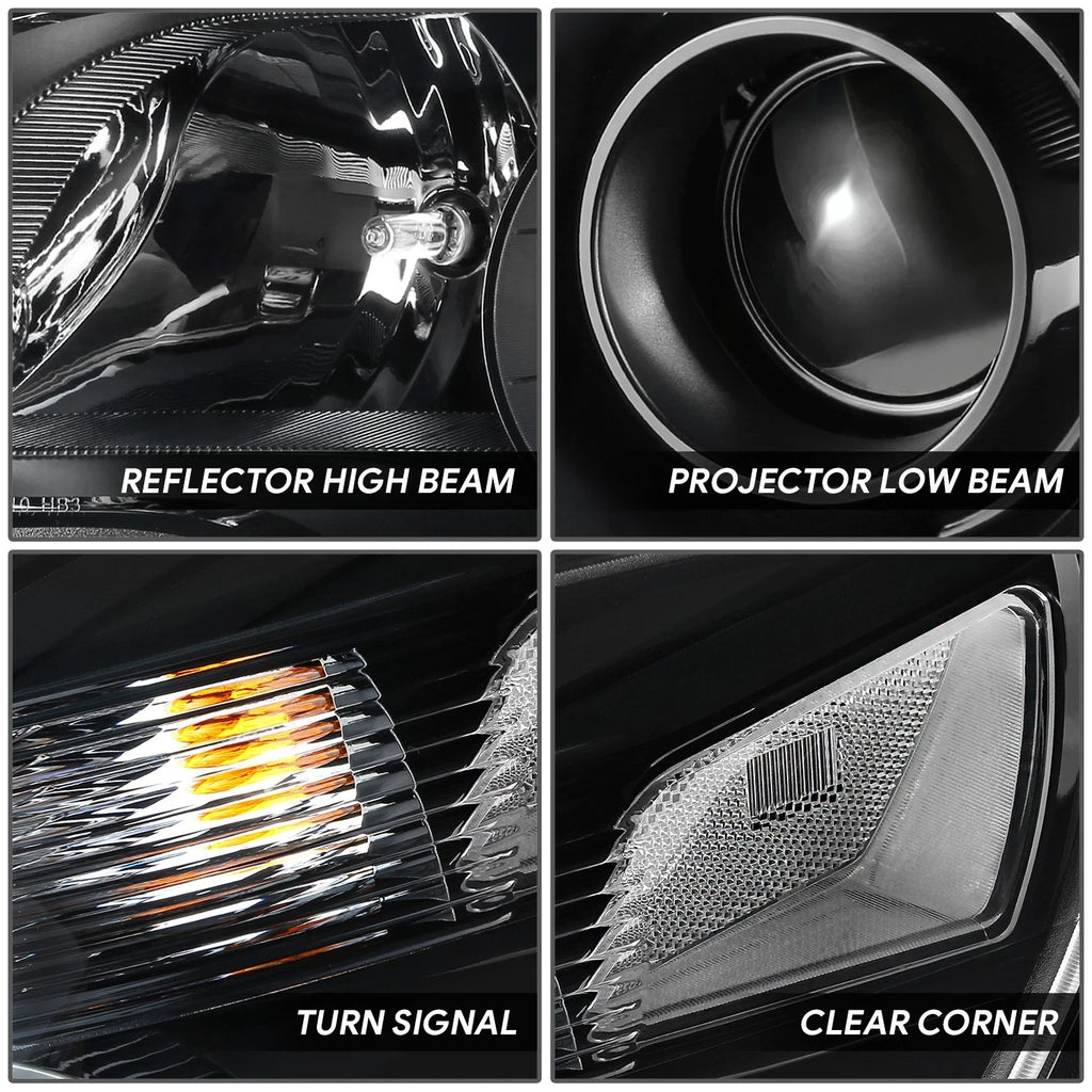 Set of 2 Projector Headlights for Chevrolet Equinox (2010–2015) OE Black Housing Amber