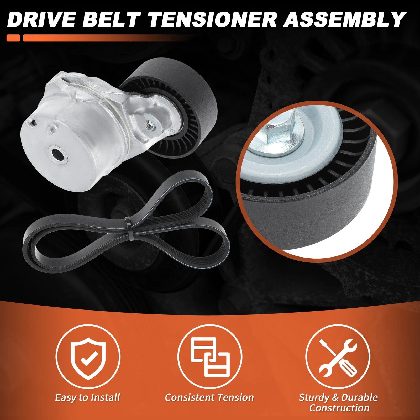 Serpentine Belt Drive Tensioner Kit for Ford F150 Lobo (2004–2008) 90K-39298, 900466A, 6PK1627
