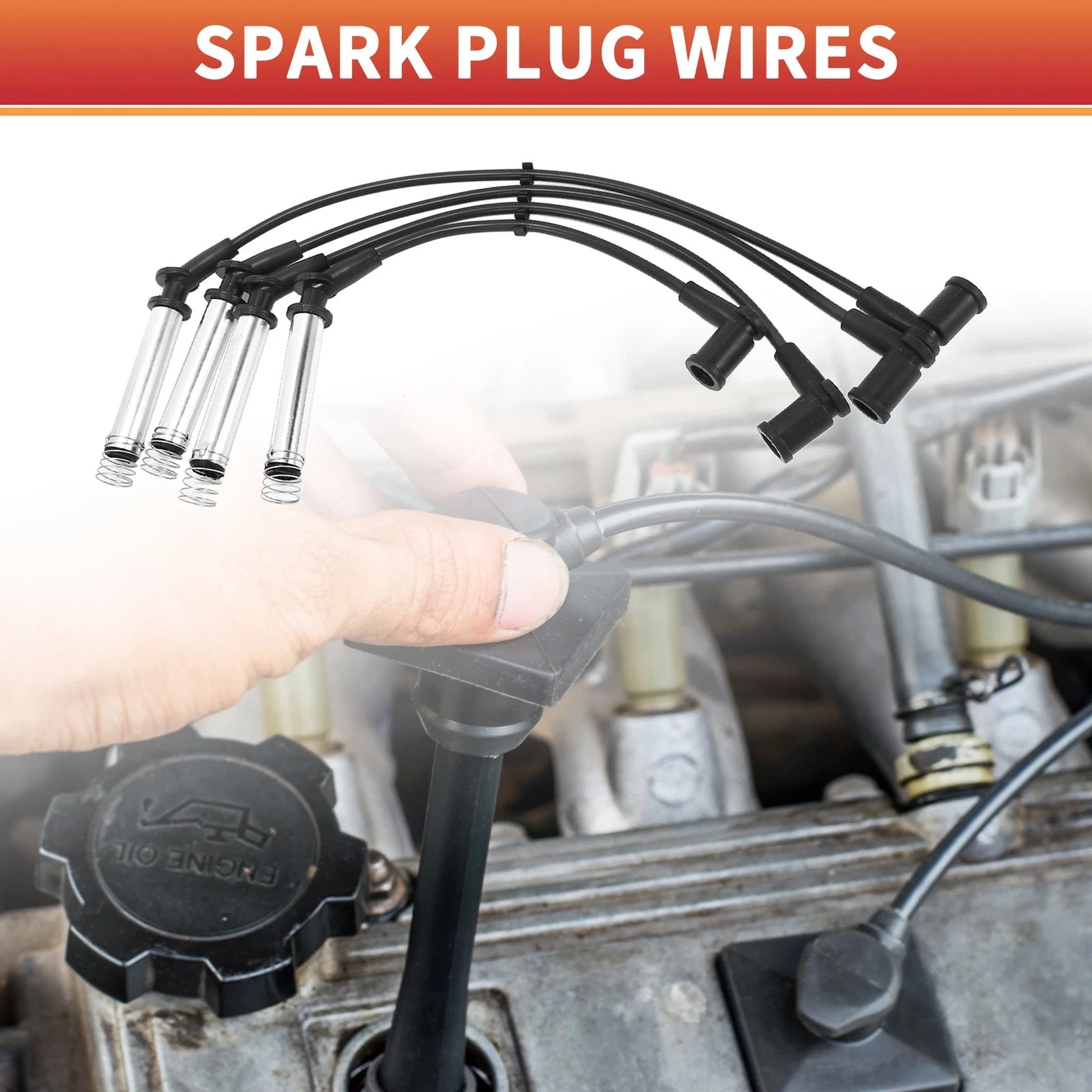 Set of 4 Spark Plug Wire Ignition Coil Cables for Ford Fiesta V (2001–2010)