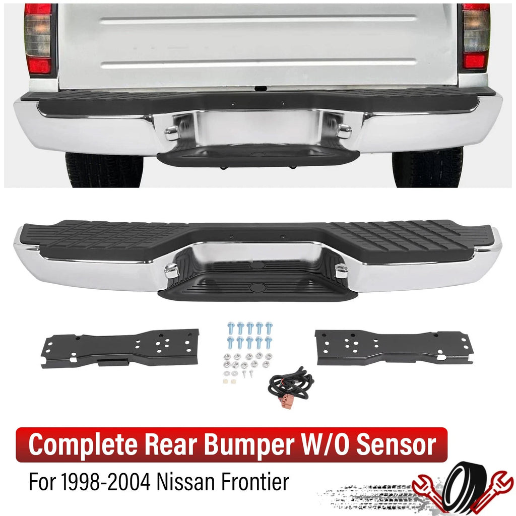 Chrome Rear Step Bumper Assembly for Nissan Frontier (1998–2004)