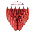 Set of 20 Red M12x1.5 Spiked Extended Tuner Lug Nuts for Wheels
