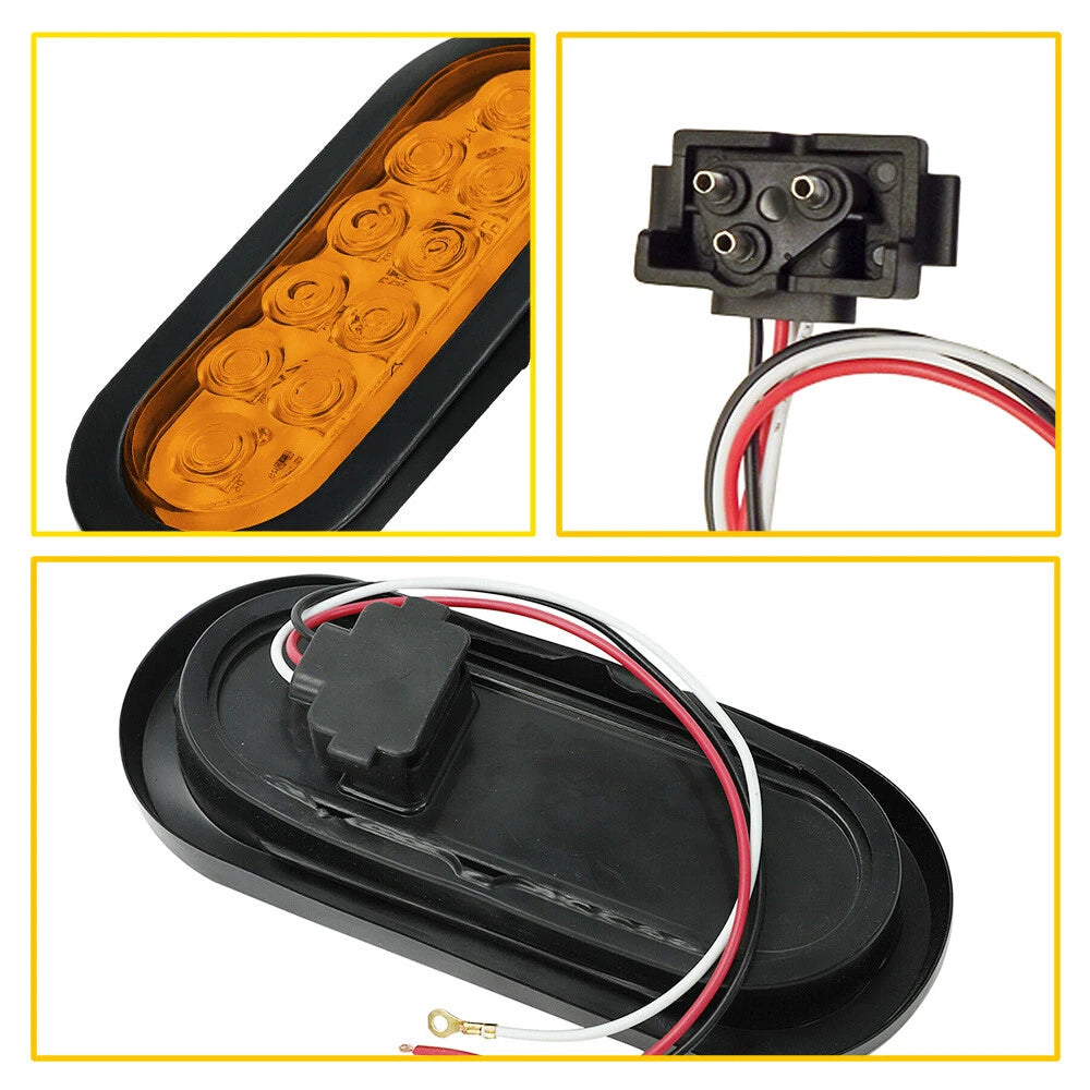 2X Amber 10 LED Marker Lights for Truck Trailer (Oval)