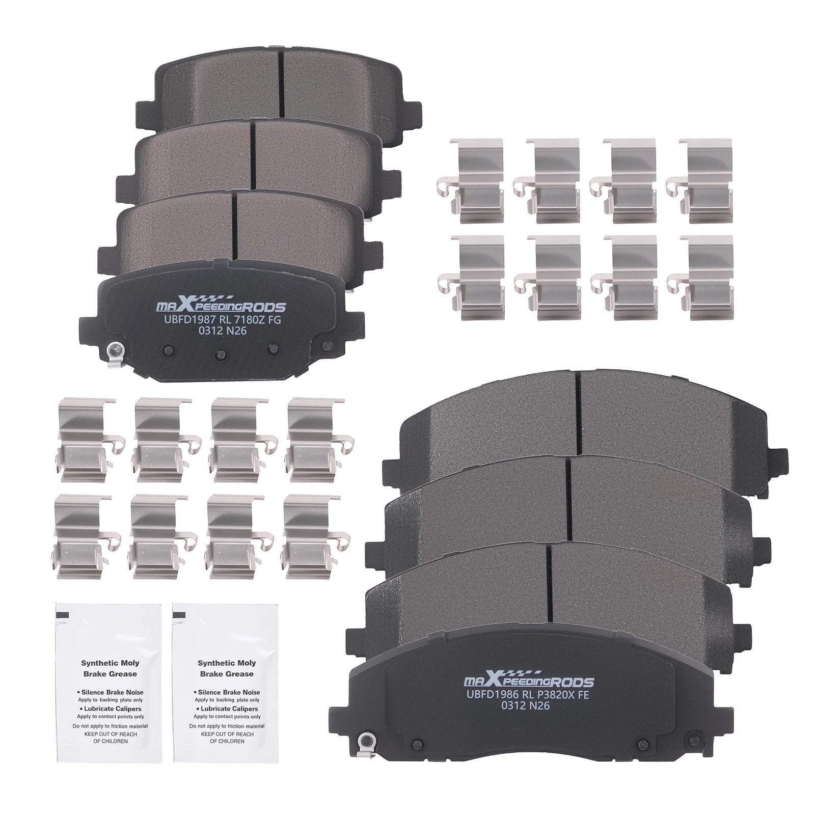 8pcs Brake Pads Set for Volkswagen Routan (2012–2014) w/Hardware D1589