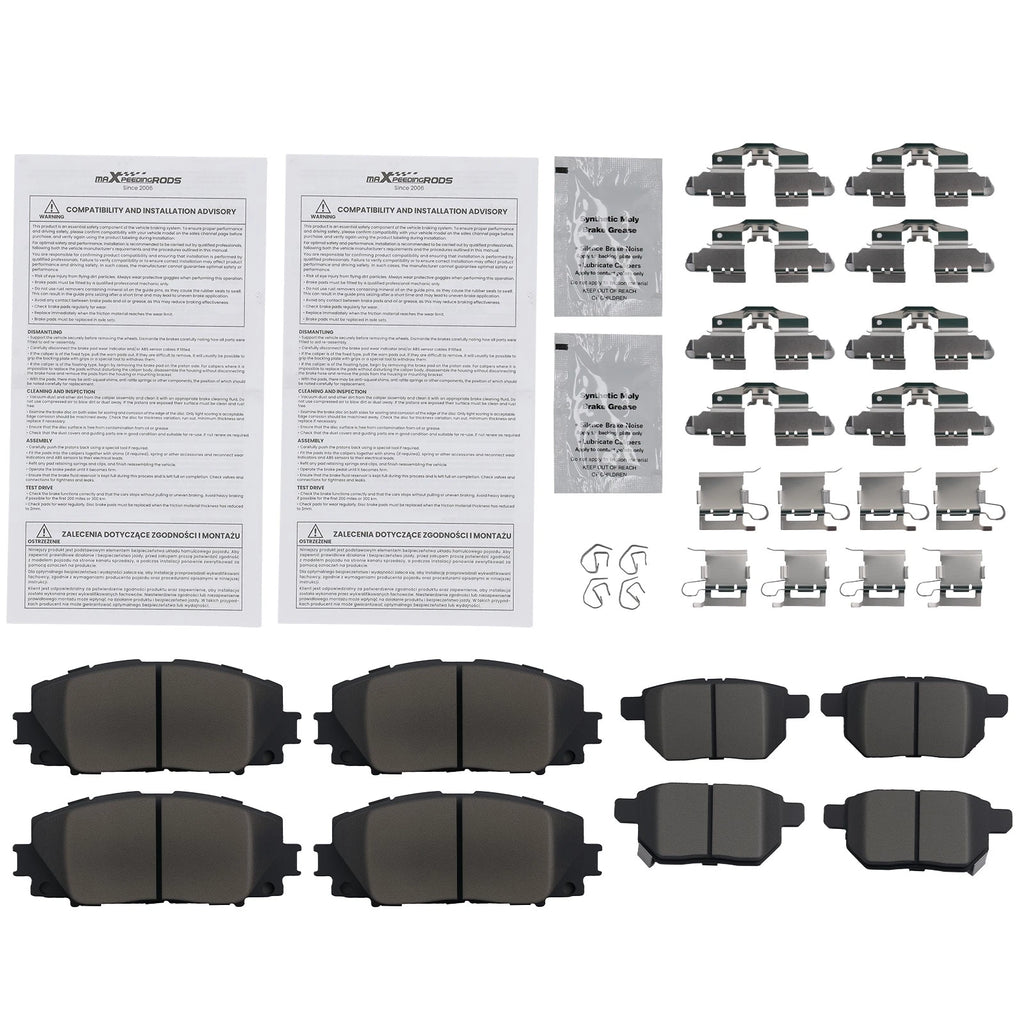 Set of 4 Ceramic Brake Pads for Toyota Prius Prime (2017–2019)