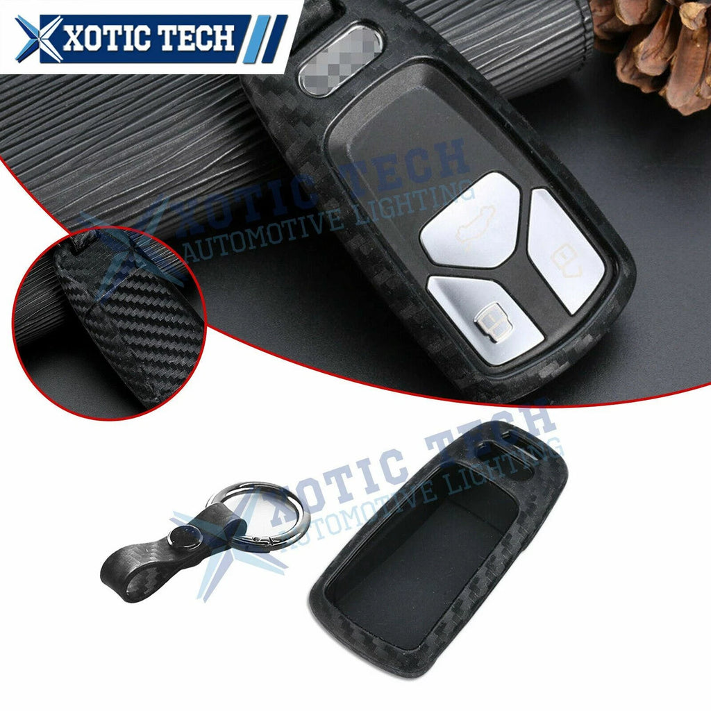 Carbon Fiber Remote 3-Button Key Fob Shell Case for Audi (2017–2025)