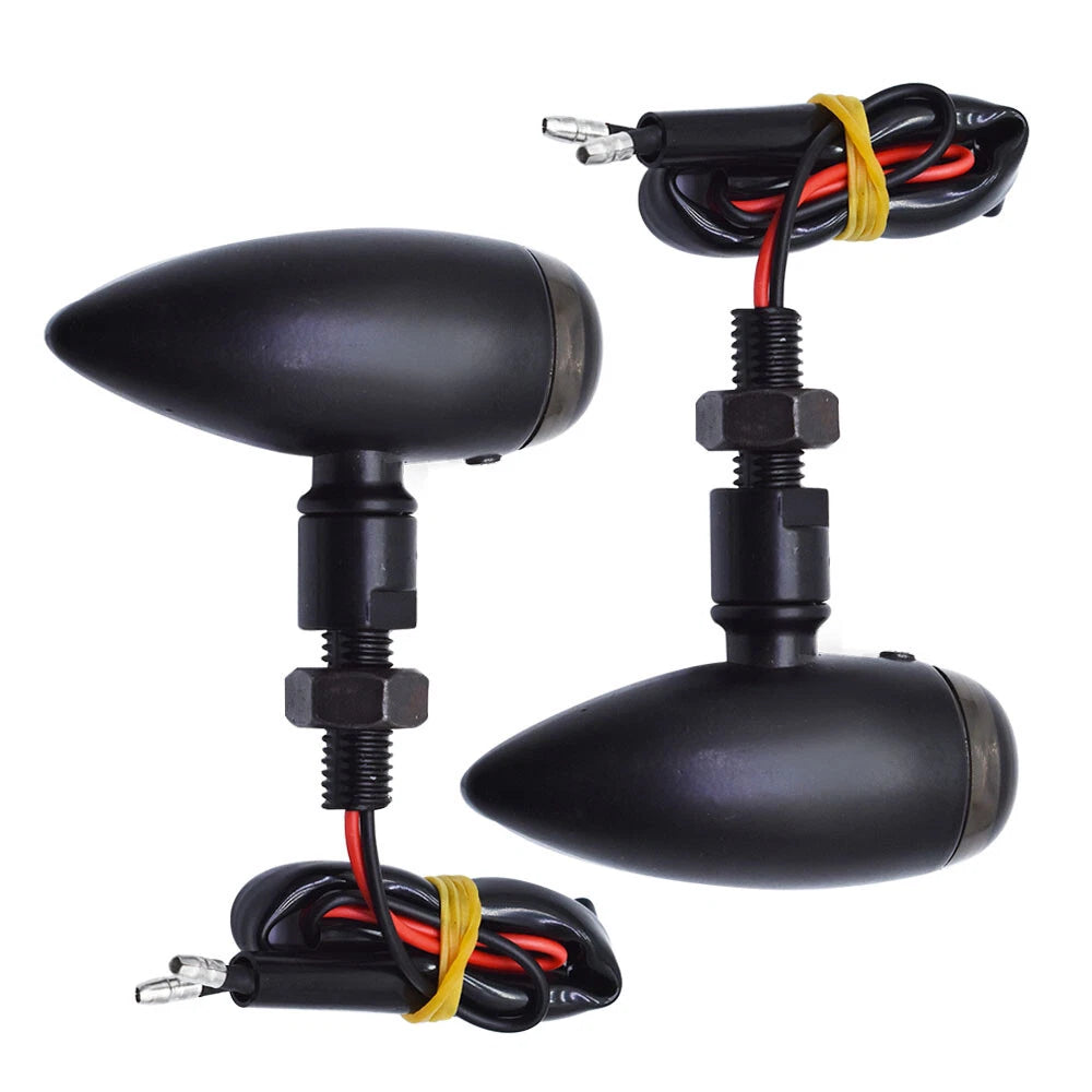 2X Black Mini Bullet Turn Signals for Motorcycle