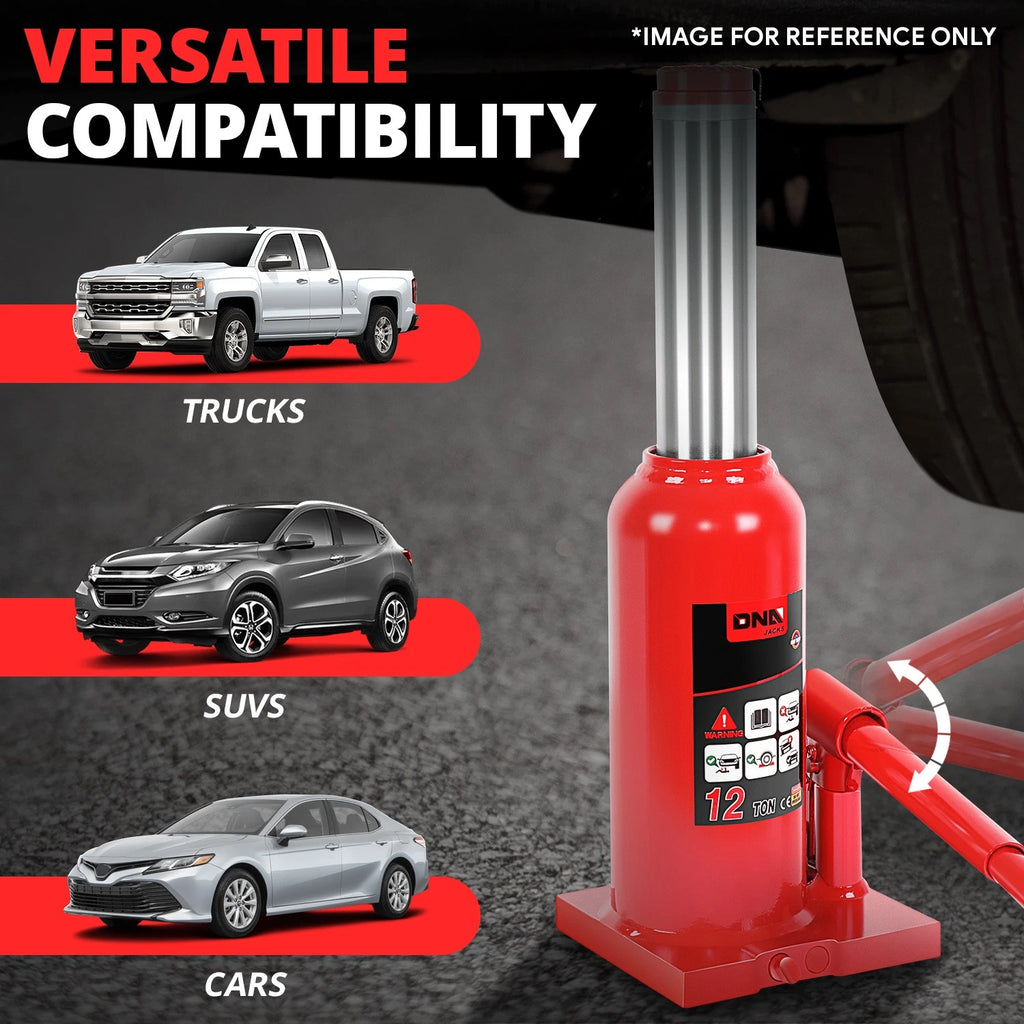 17.3" Red Hydraulic Bottle Jack for Automotive Repair (12 Tons)