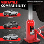 17.3" Red Hydraulic Bottle Jack for Automotive Repair (12 Tons)
