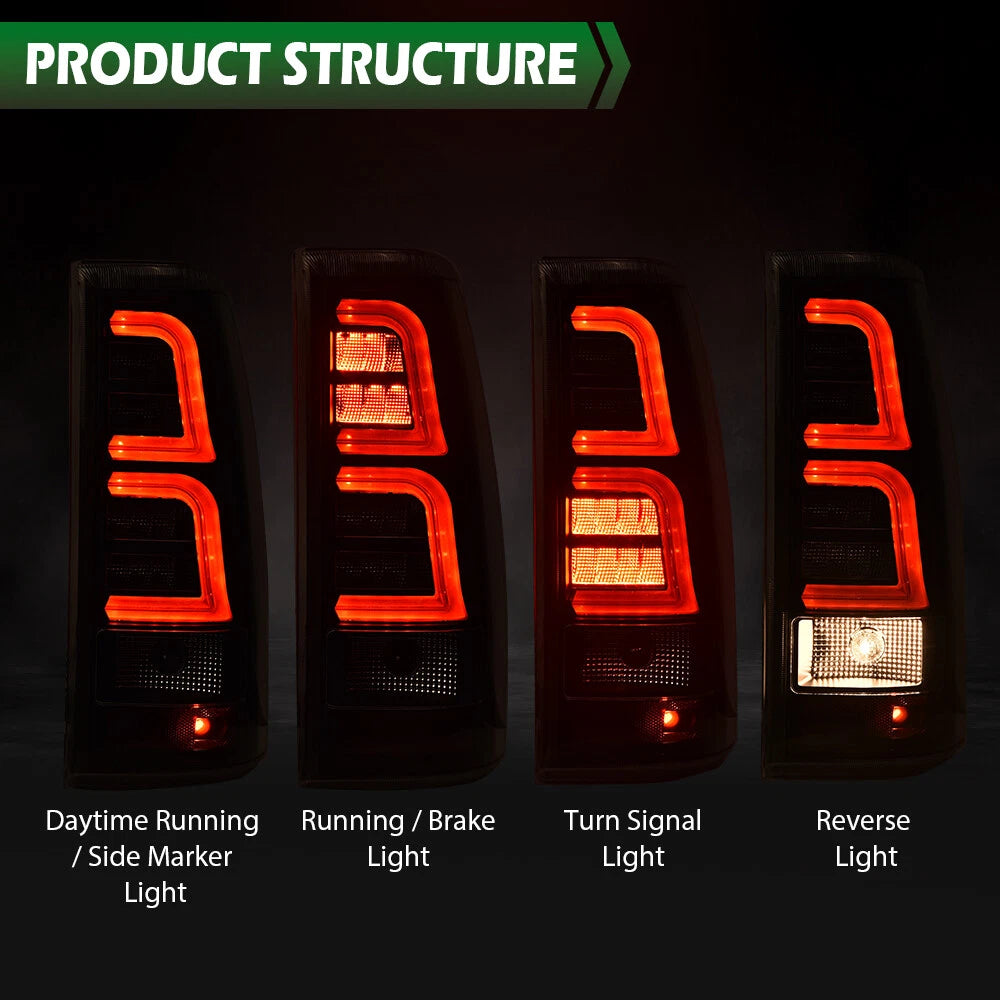 LED Tube Tail Lights for Chevy Silverado GMC Sierra (1999–2006)