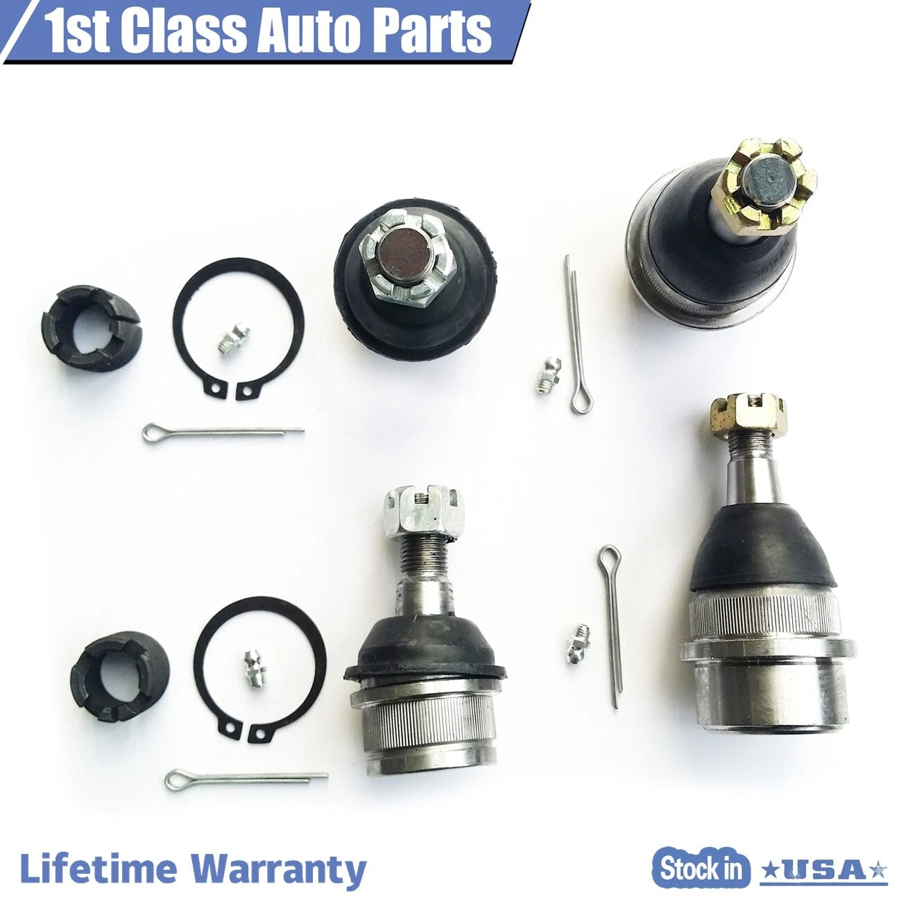 Set of 2 Front Suspension Upper & Lower Ball Joints for Jeep Grand Cherokee Wrangler (1990–2006)