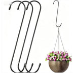 Set of 3 S Hooks 30cm Iron for Garden Tools, Bird Feeders