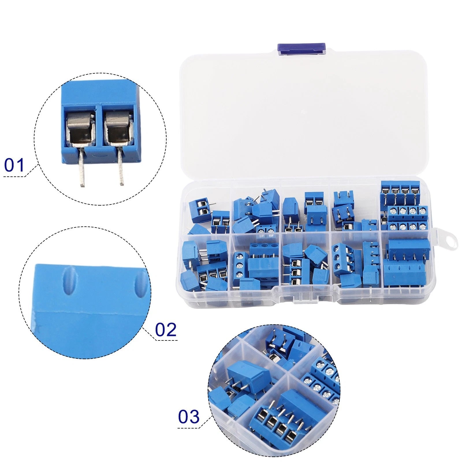 50 Pcs Screw Terminal Block Connector 5.0mm Pitch Straight Pin