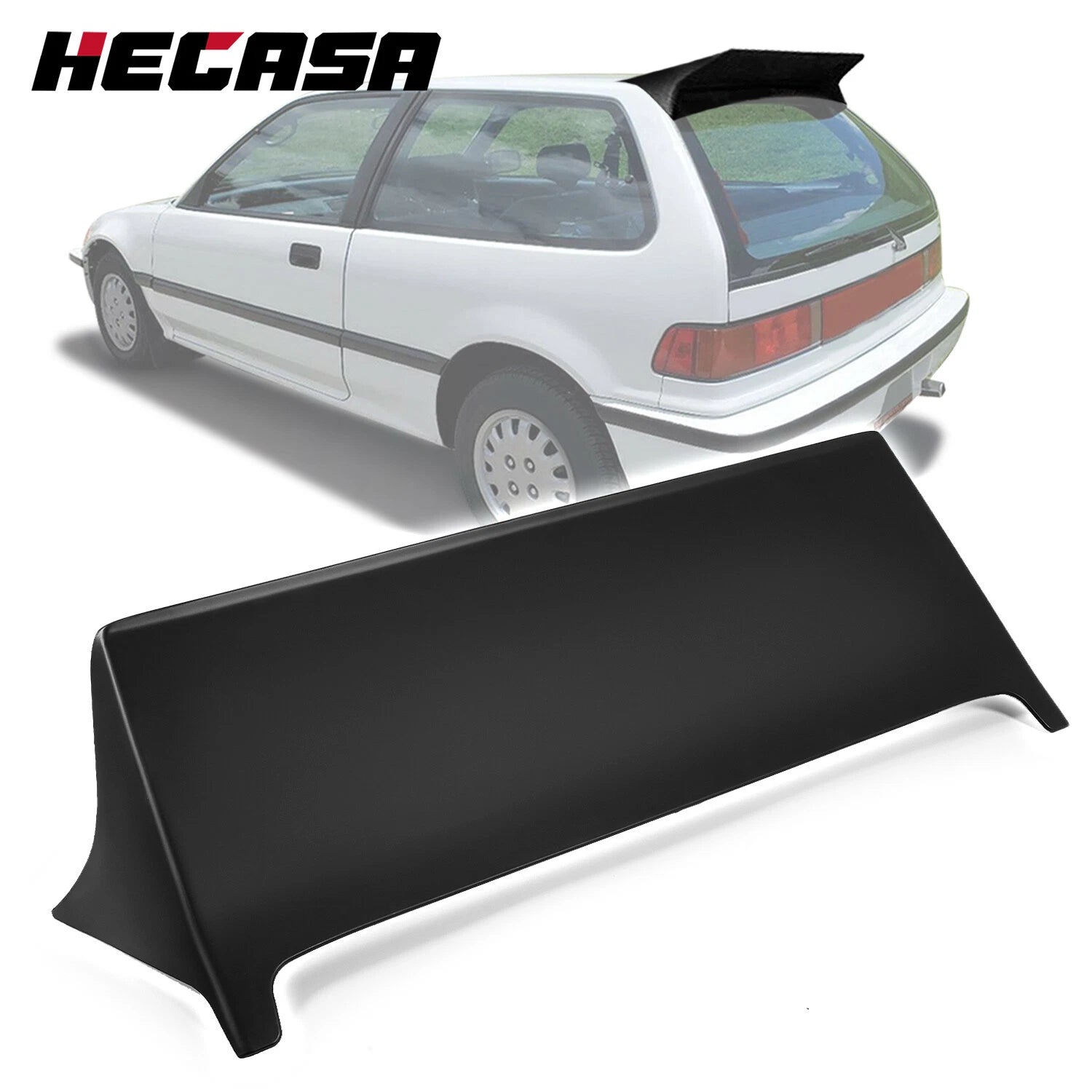 Rear Roof Spoiler Wing for Honda Civic Hatchback EF9 (1988–1991) Primed Black