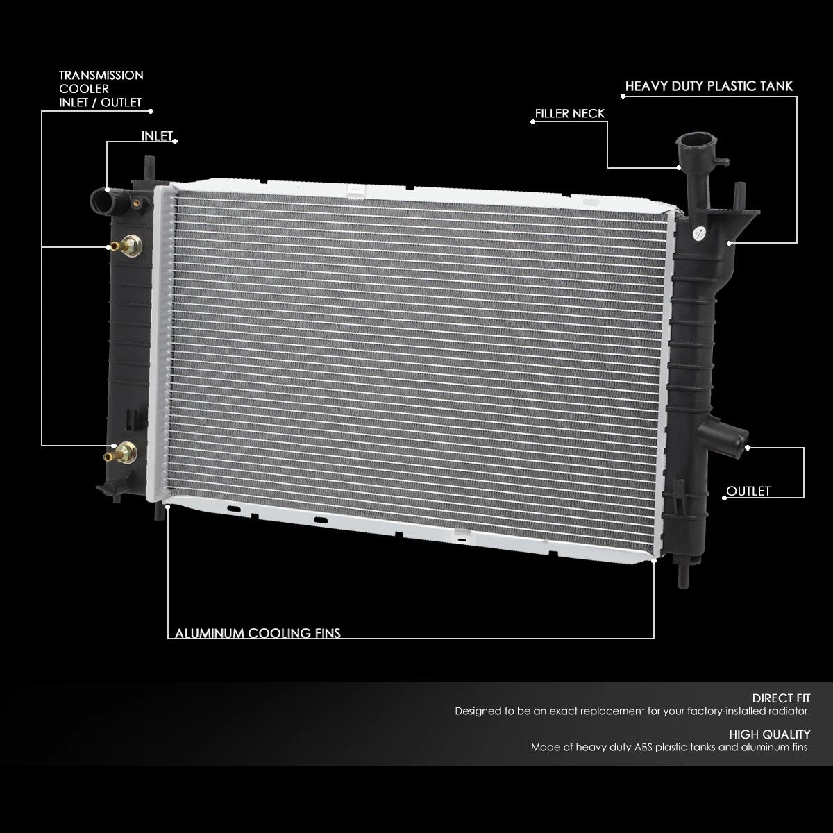 Aluminum Core Radiator for Ford Tempo Ghia 2.3L 3.0L (1992–1994) DPI 1322