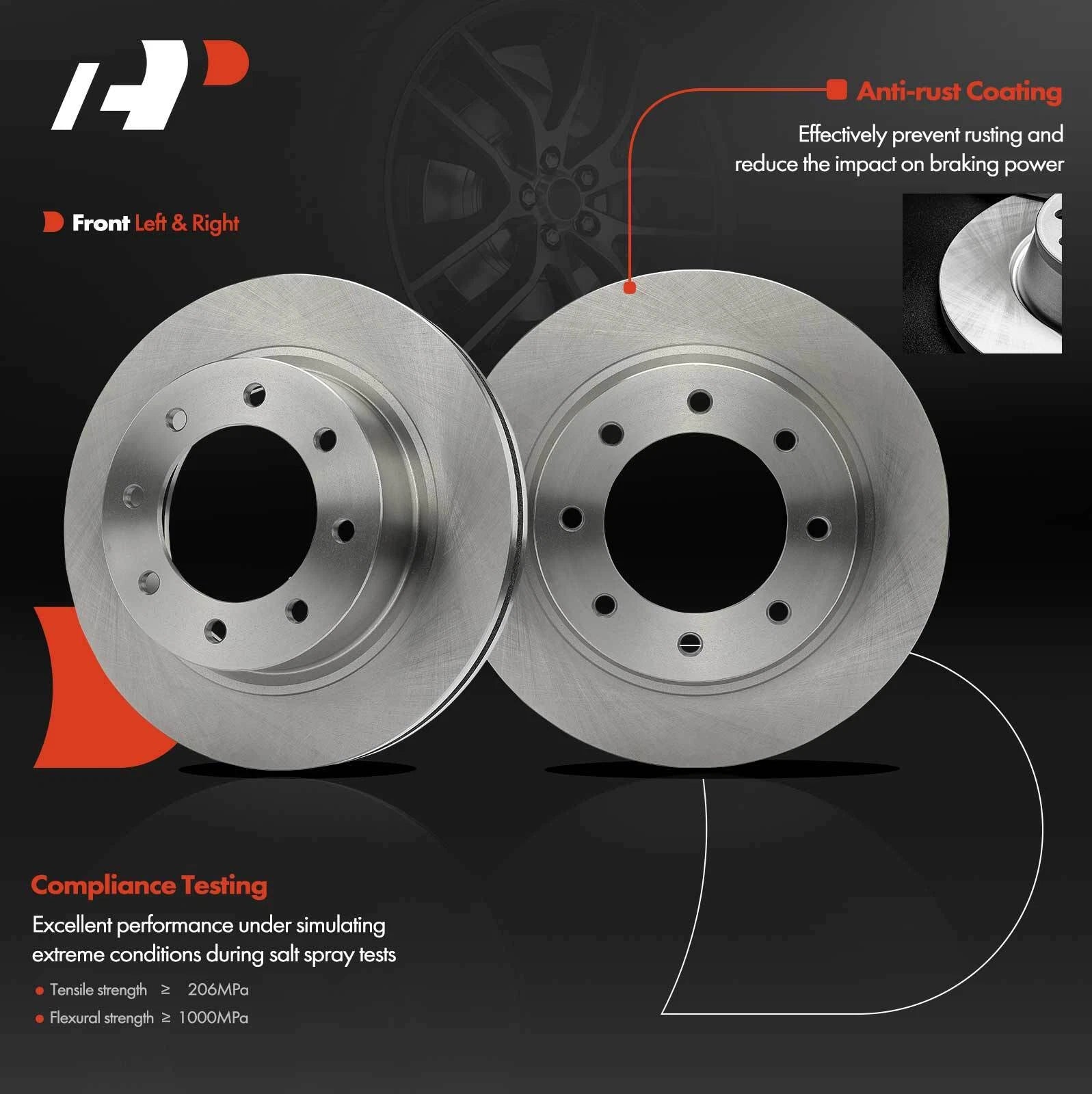 Front Disc Brake Rotors & Ceramic Pads for Nissan NV1500 NV2500 (2012–2021)