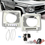 Chrome Headlight Bezel with LED DRL for Mercedes W463 G63 G500 (1990–2018)