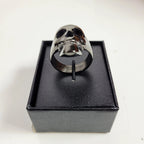3D Skull Sculpted Ring for Harley-Davidson (Men's, Black Chrome)