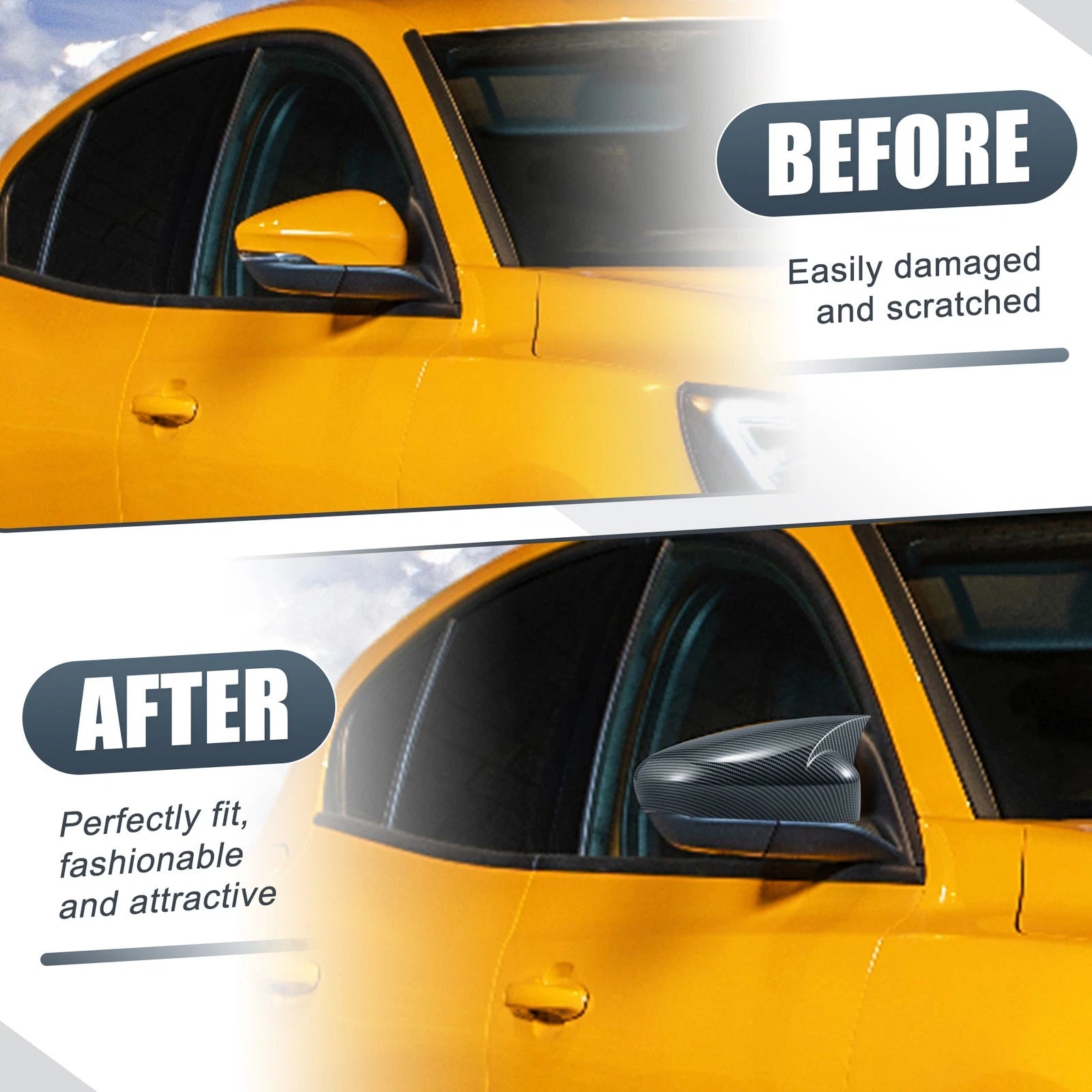 1 Pair Rearview Mirror Cover Overlay for Ford Focus RS ST (2016–2018)