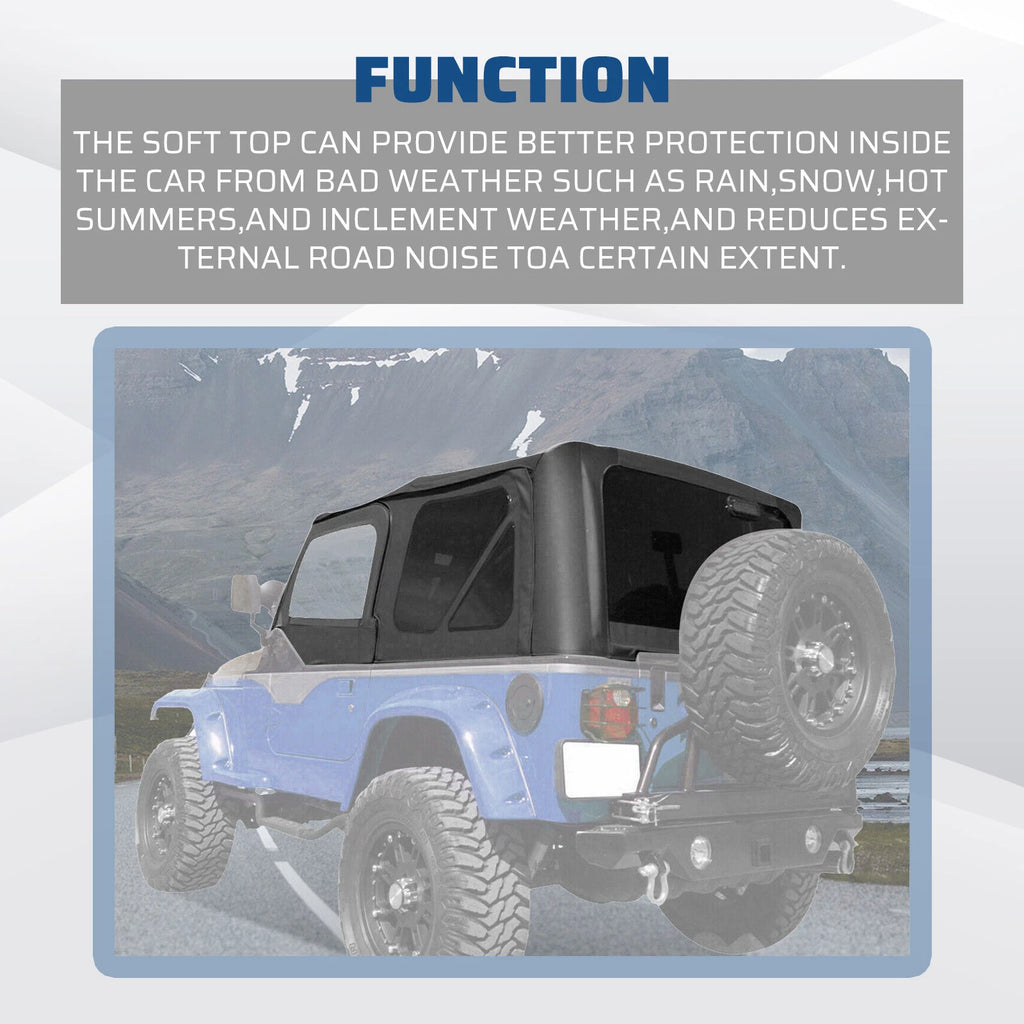 Soft Top + Upper Skins Set w/ 5 Windows for Jeep Wrangler TJ (1997–2006)