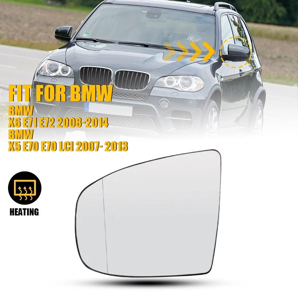 Heated Door Wing Mirror Glass for BMW X5 X6 E70 E71 E72 (2007–2013)