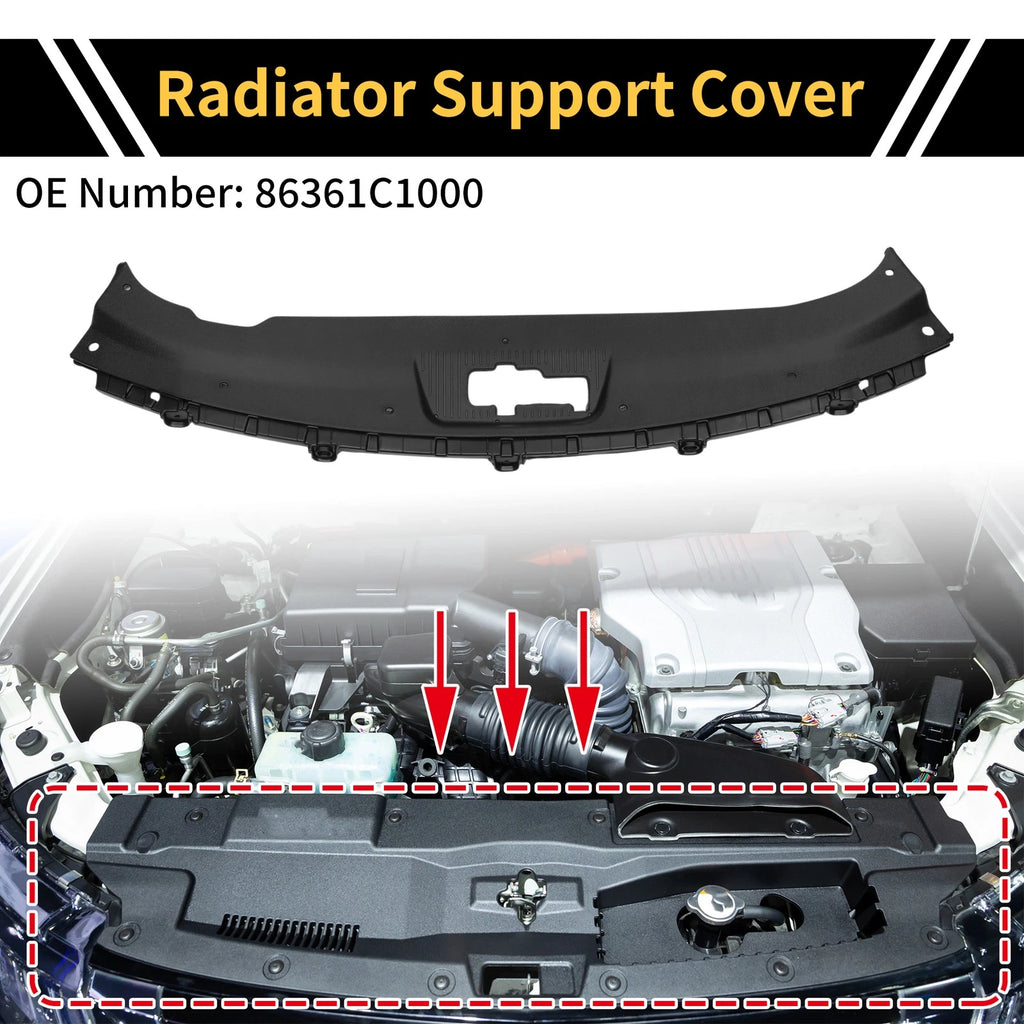 Radiator Support Cover for Hyundai Sonata (2015–2019) No. 86361C1000 ABS Black