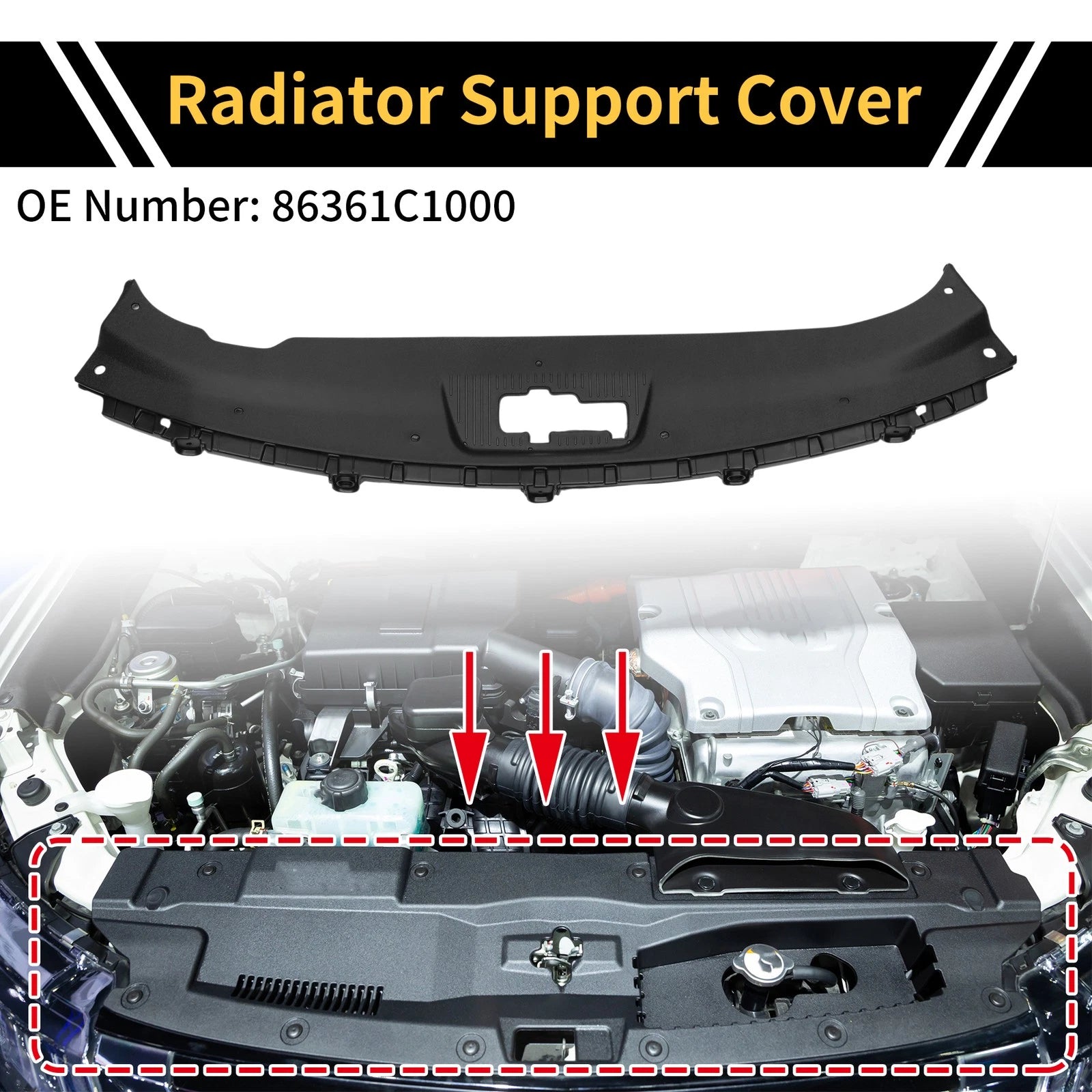Radiator Support Cover for Hyundai Sonata (2015–2019) No. 86361C1000 ABS Black