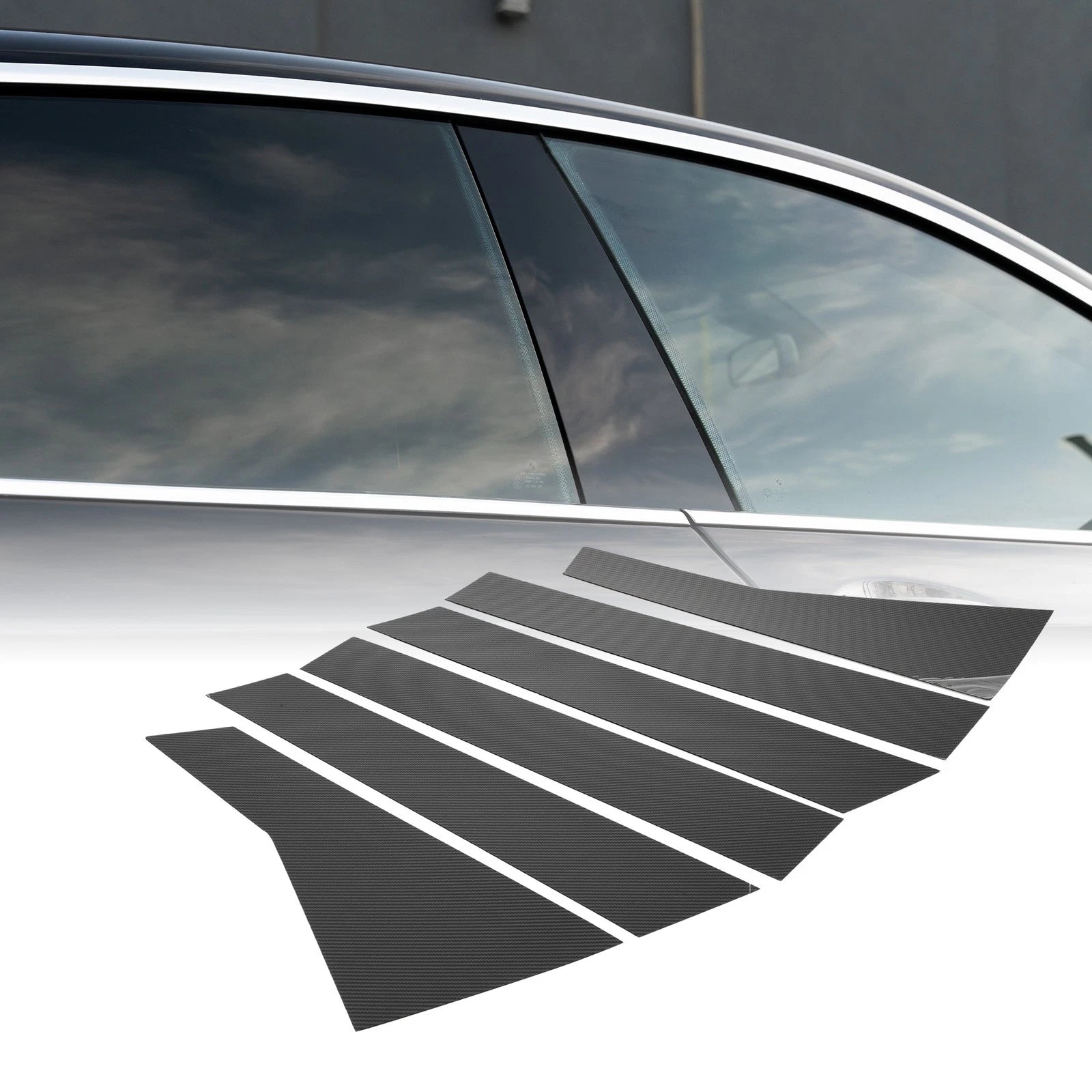6pcs Window Trim Cover for Honda CR-V (2017–2022) Black Carbon Fiber