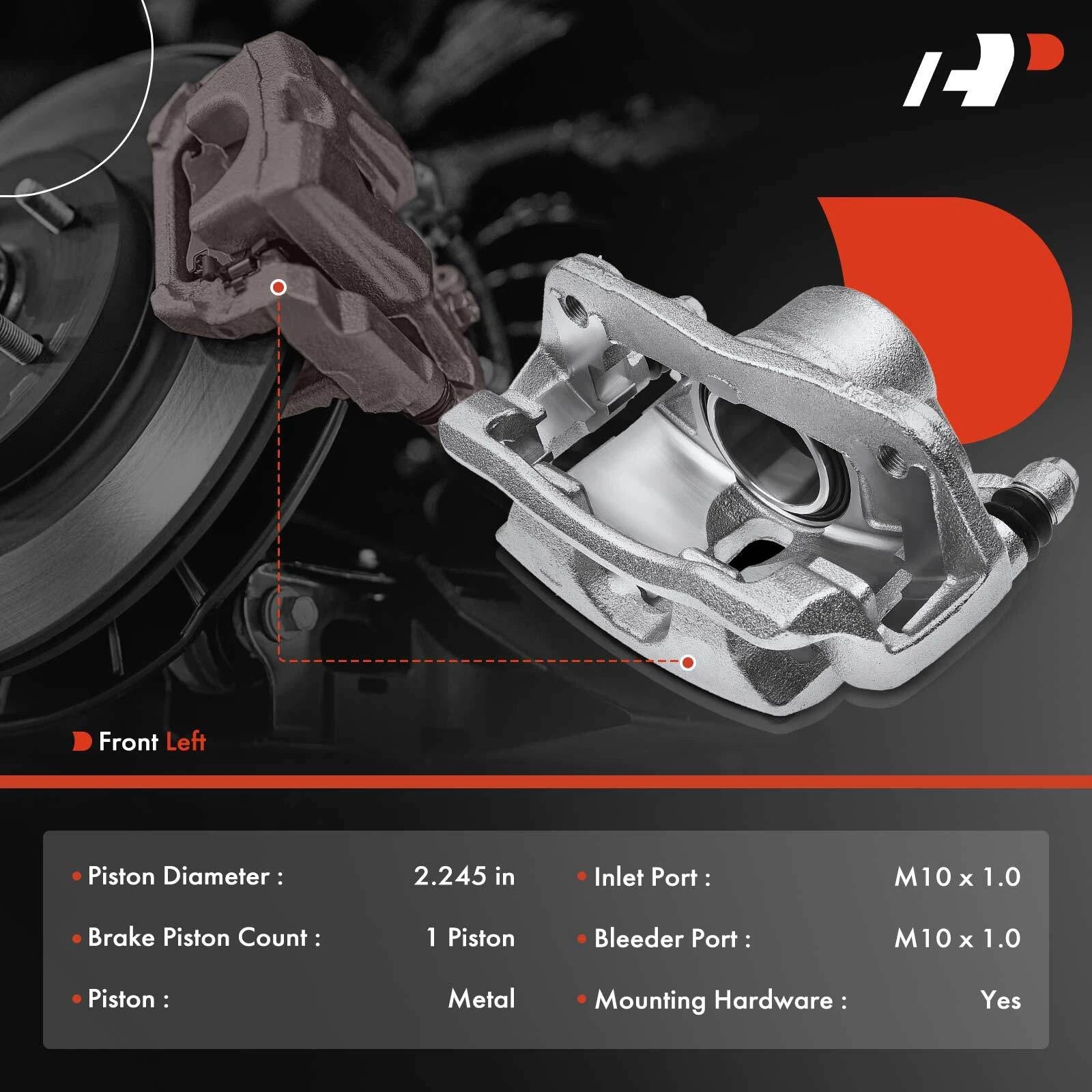 Pair Front Brake Calipers for Honda Civic (2013-2021)