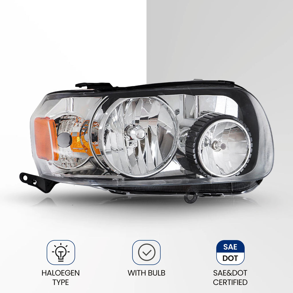 Halogen Headlight Set for Ford Escape (2005–2007) - Chrome Left + Right Pair