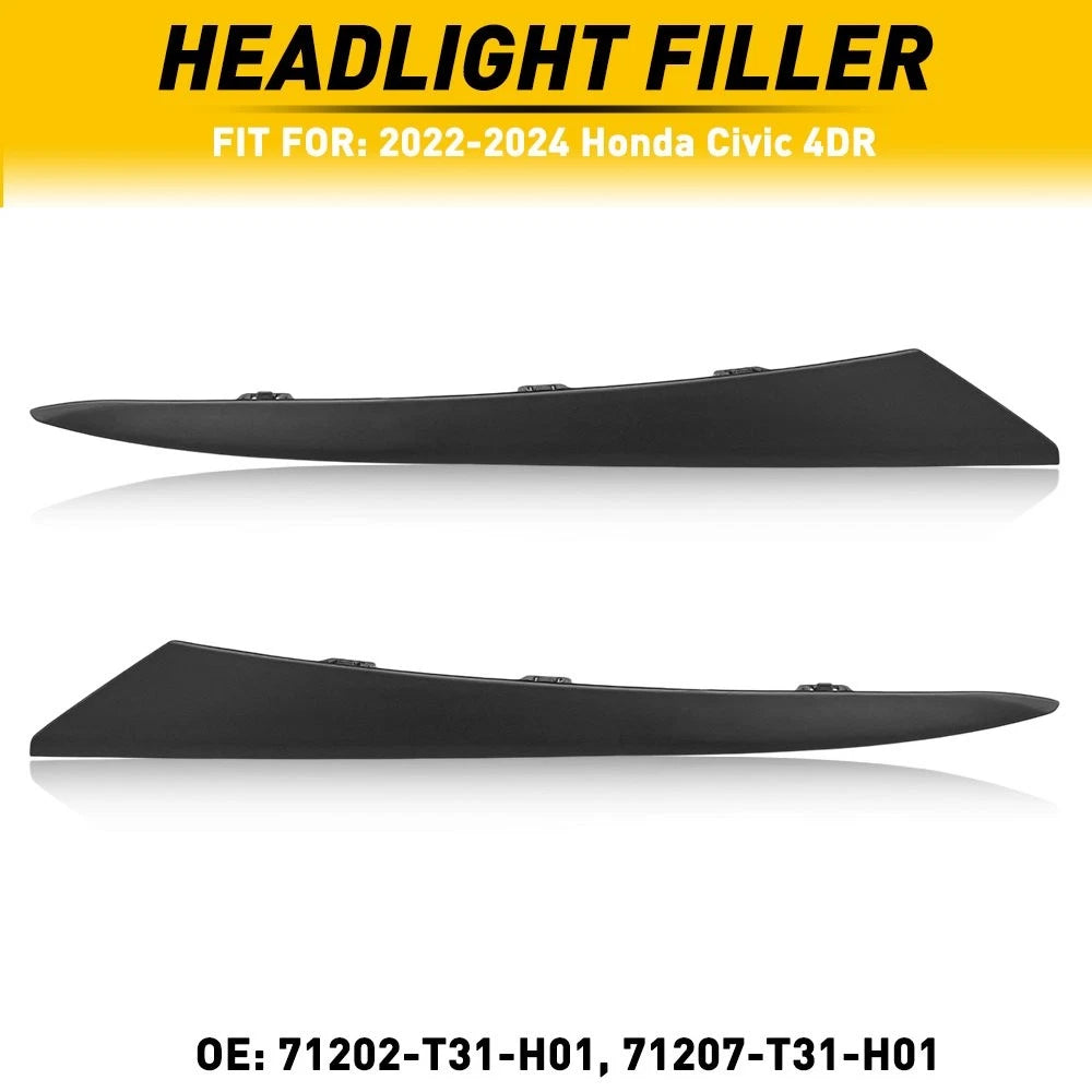 2X Headlight Filler Trim Molding Lower Left & Right for Honda Civic 2022–2024 PY