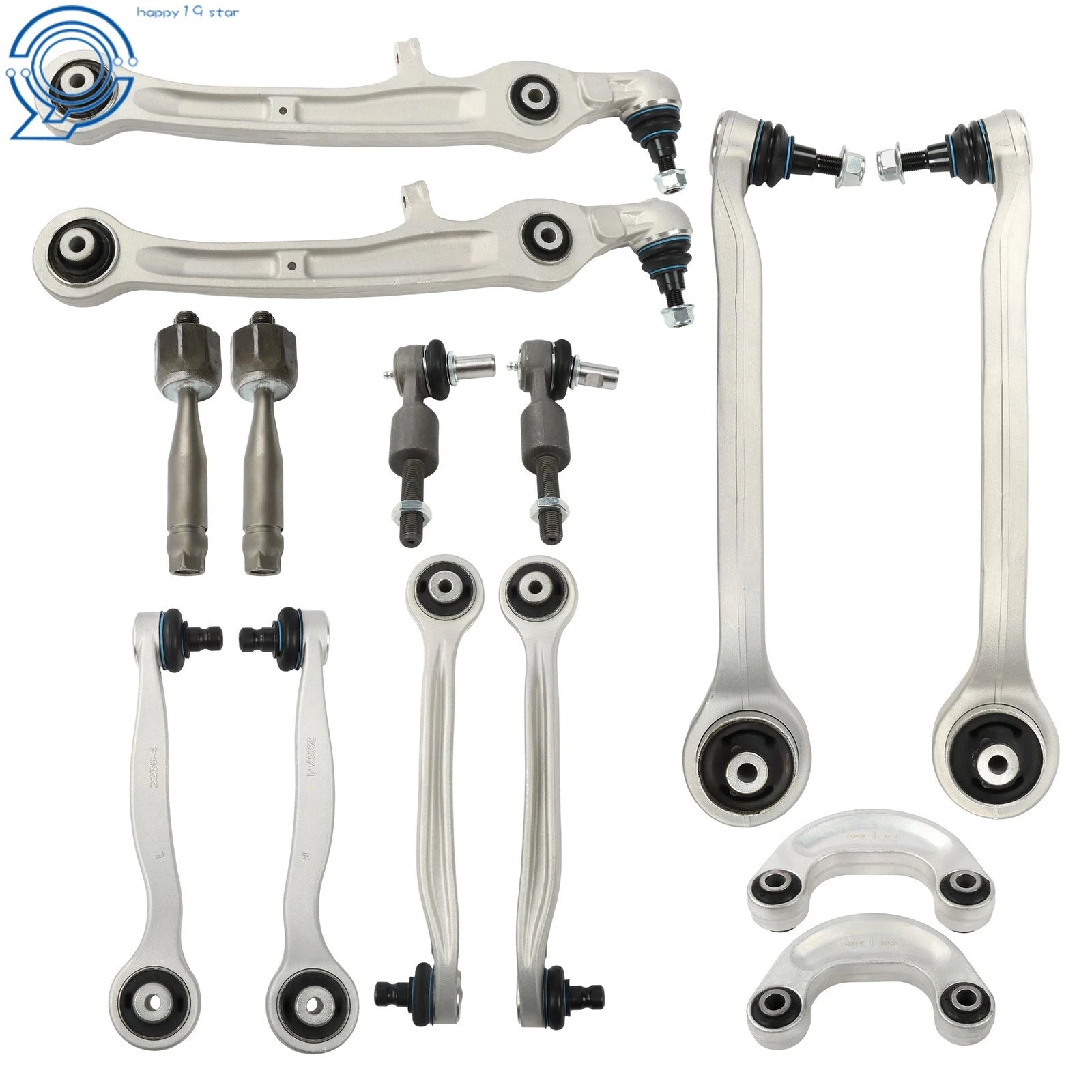 Set of 14 Upper Lower Control Arms Tie Rods for Bentley GT, GTC, Flying Spur (2004–2019)