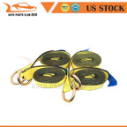 Set of 4 Lasso Strap Tow Dolly Tire Wheel Tie Down Straps 2" x 12' Yellow