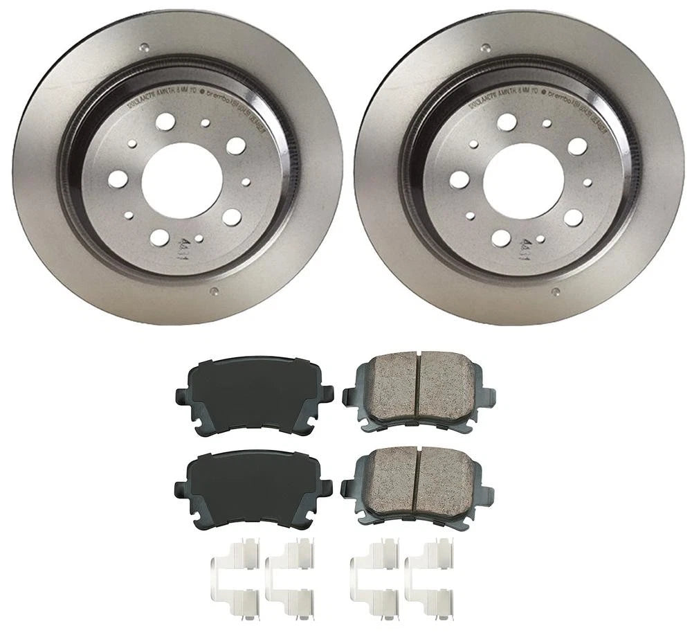 Rear Brake Kit Set of 4 Euro Ceramic Pads & Disc Rotors for Audi A3 VW Jetta Rabbit (2006–2013)