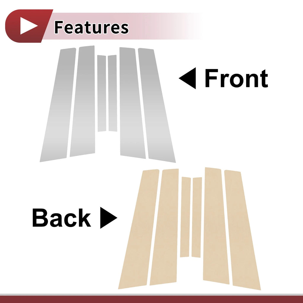 Set of 6 Car Door Pillar Window Trim for Nissan Altima (2007–2012) Chrome