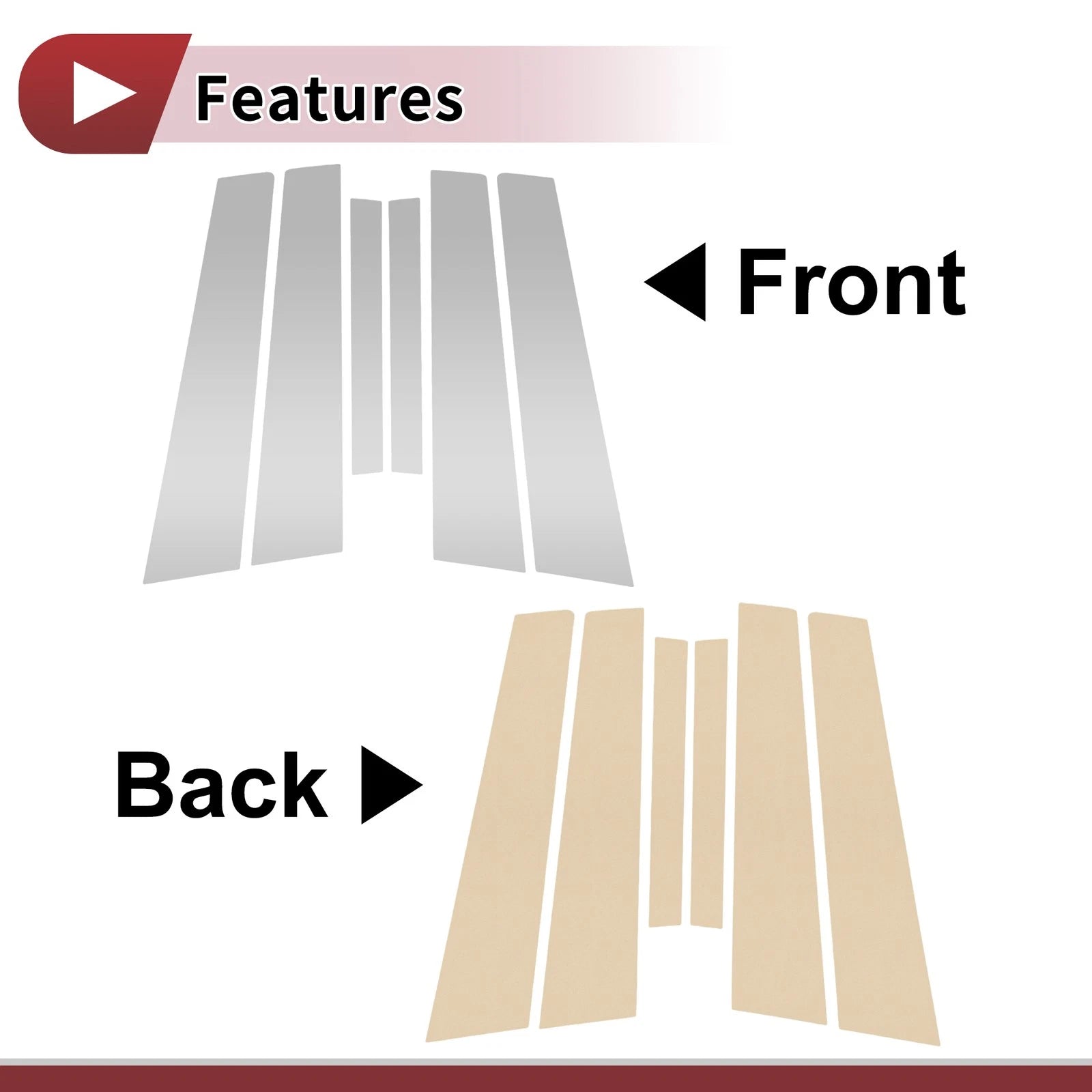 Set of 6 Car Door Pillar Window Trim for Nissan Altima (2007–2012) Chrome