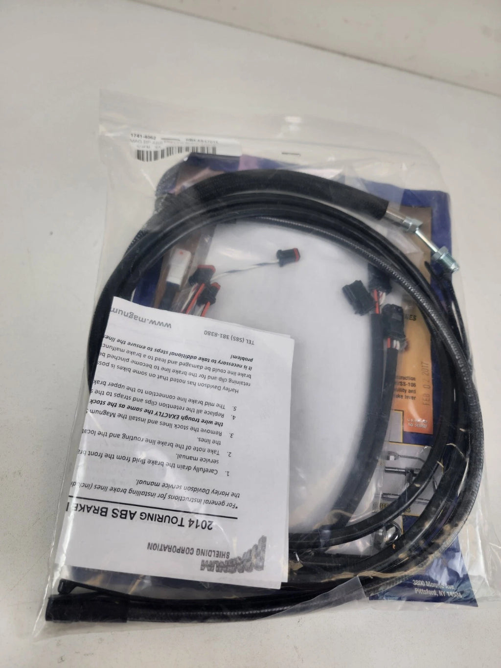 Magnum Black Pearl Front Mid Brake Line for Harley (1741-4062)