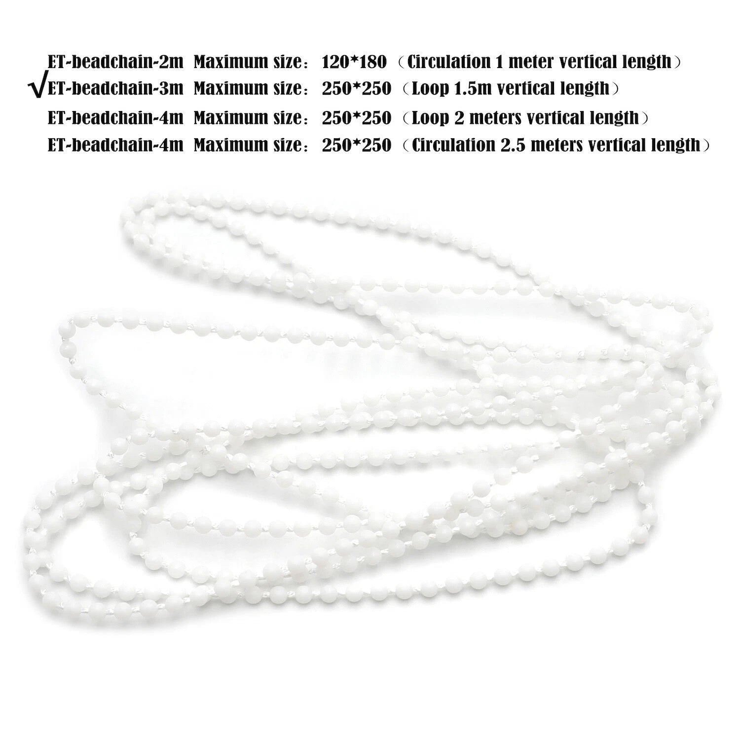 3M Loop 1.5M Side Pulley Chain Beadchain for Roller Blind Shade (N/A)